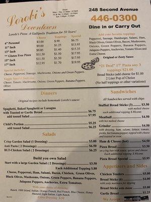 Lorobi's on 2nd Ave Menu