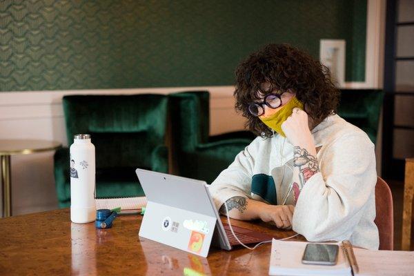 Member enjoying our co-working area