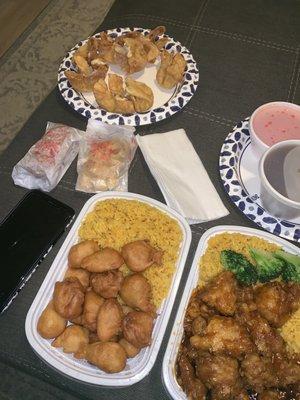 Sweet and Sour Pork Combo Plate General Tso's Chicken Combo Plate Crab Rangoon