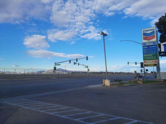 The Sunset at Spencer Chevron /Terrible's has spectacular views of the Harry Reid International Airport and Frenchman Mount.