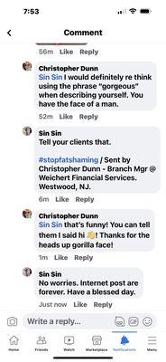 #stopfatshaming #stopracisim Sent by Christopher Dunn - Branch Mgr @ Weichert Financial Services. Westwood, NJ.