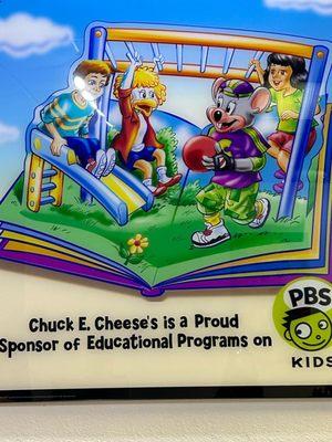 PBS kids old Chuck E. Cheese poster