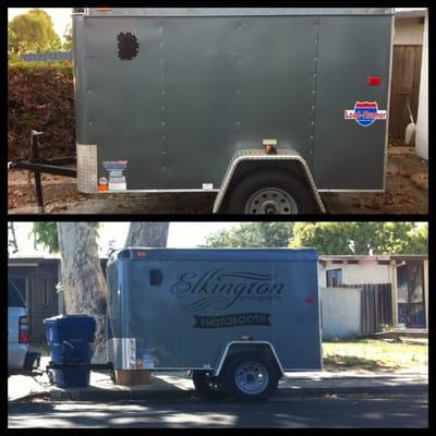 before and after on the wrap Goodland Signs and Designs did for my trailer.