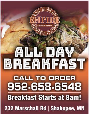 Now open at 8AM for breakfast!