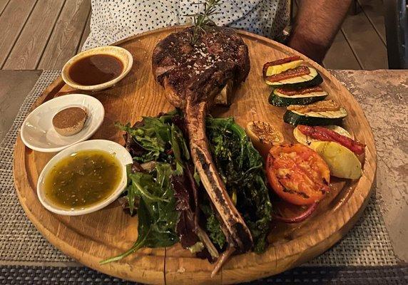 BONE IN TOMAHAWK RIBEYE for two.