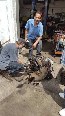 Mechanic and Owner/mechanic overhauling an engine