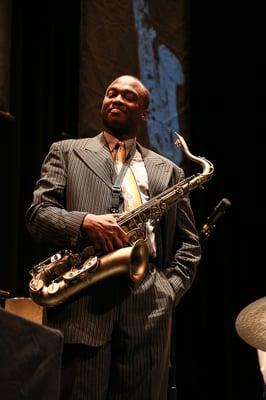 James Carter hearing it...2014 Portland Jazz Festival. Photo by Mark Sheldon