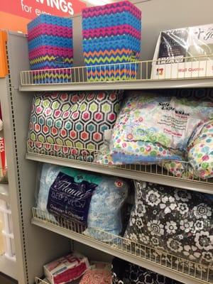 Lots of dorm room essentials in cute colors.