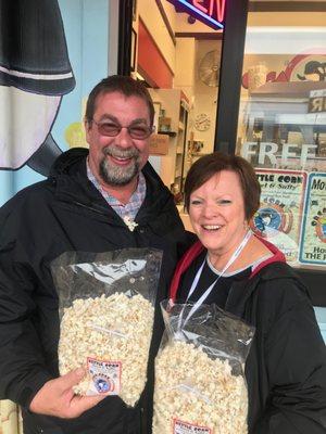 Customers enjoying some Sweet & Salty Kettle Corn