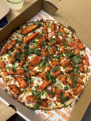 Tandoori chicken pizza on gluten free crust