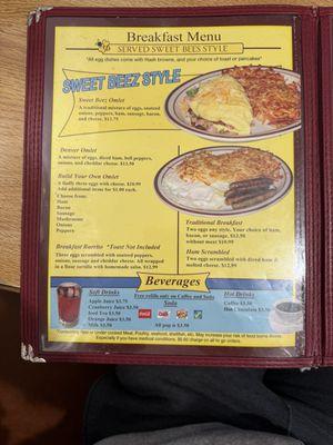 Breakfast menu