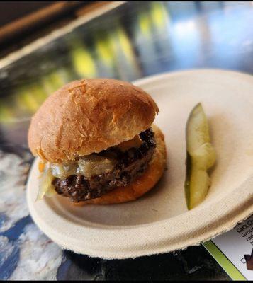 Onion jam, secret sauce, brioche bun slider. Craft and commerce