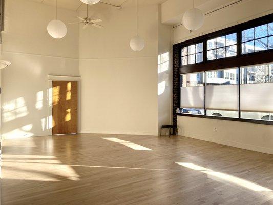 Join us in our sunny yoga studio.