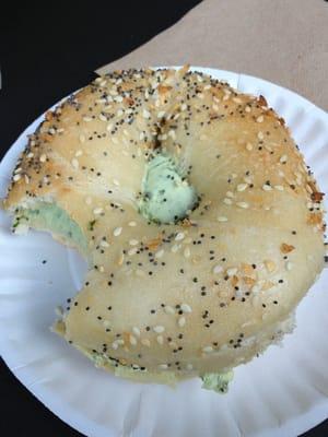 Delicious herb cream cheese! That is green, my friends.