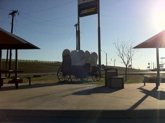 Little covered wagon out front