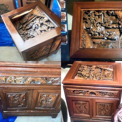 2 Deco end tables; Structure Repairs & Refinished for customers