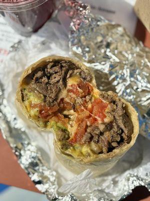 The Gourmet Burrito with Carne Asada.