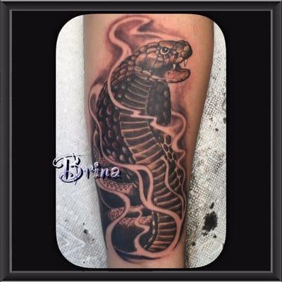 Cobra tattoo in progress by Brina