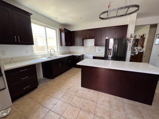 Our beautiful kitchen before appliances have been installed.