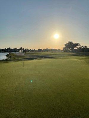 10th hole looking back at fairway and clubhouse