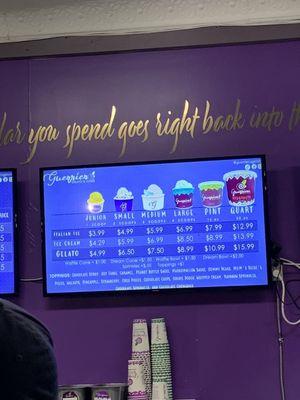 Ice cream pricing as of 07.29.2023