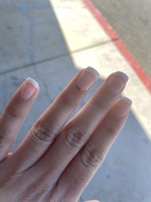 Very disappointing ! First time here in a long time and the nail lady cut me.