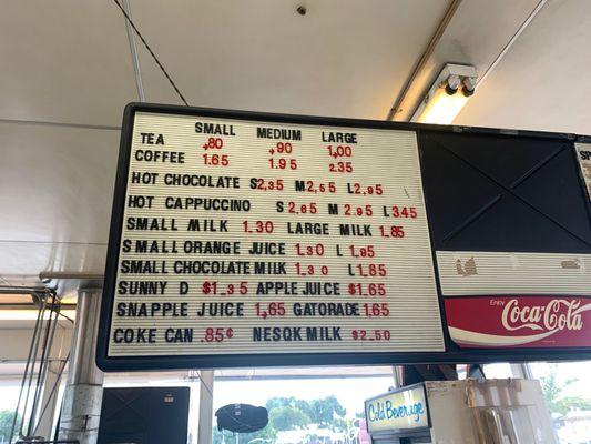 Menu prices as of June 2021