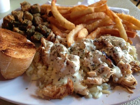 Lemon Pepper Chicken w/ Okra and Fries