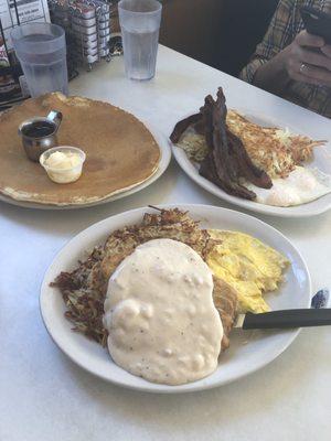 Big Man with chicken fried steak and bacon breakfast.