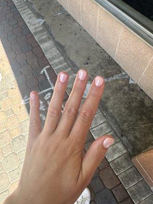 nails by paula-- 3 layers of let me bayou a drink and hush of blush