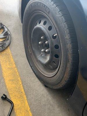 Completely flat tire