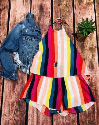 The cutest striped romper!