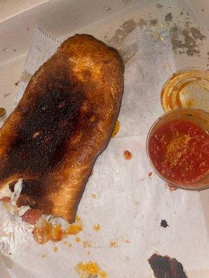 Pepperoni Roll. Burnt.