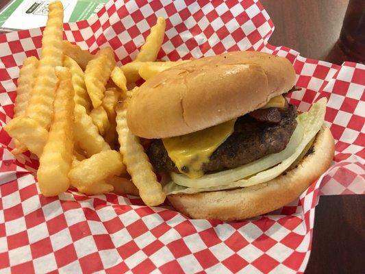 Bacon Cheeseburger and French Fries