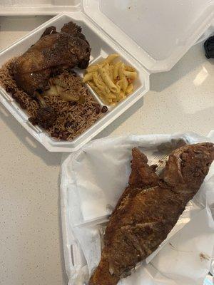 Fried snapper and Haitian fried chicken