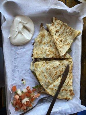 Steak Quesadilla...I couldn't help taking a bite right away!