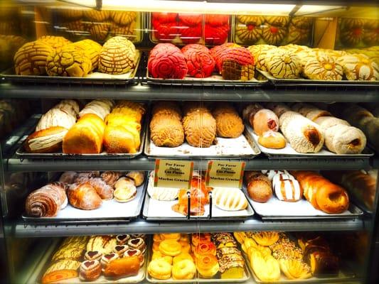 One of two massive pastry cases.