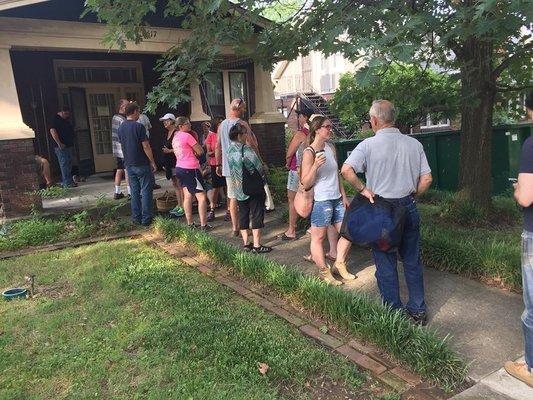 People lined up to be the first to shop our estate sales!