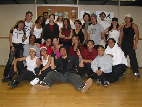 Hip hop dance class from 2003 at Mission College.