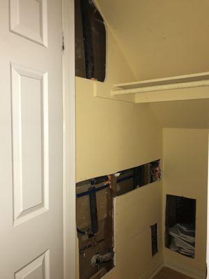 Access to bathroom through closet to avoid breaking tiles