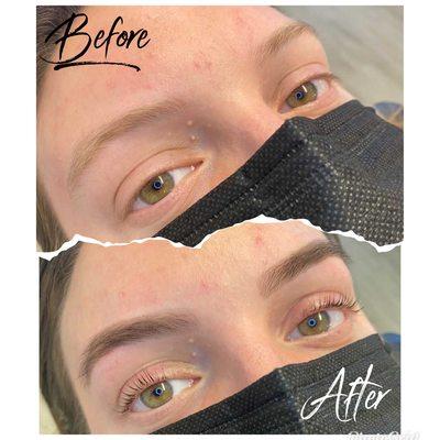 Before and after Eyebrow Threading & Tint + Lash Lift & Tint