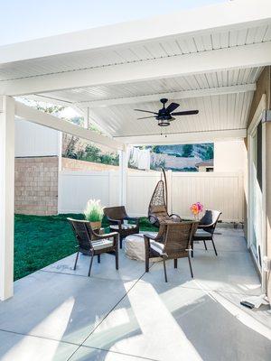 Gable patio cover attached to stucco