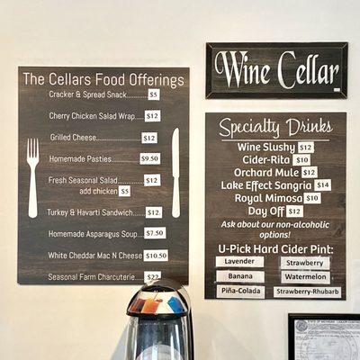 Winery Menu (Food & Cocktails)