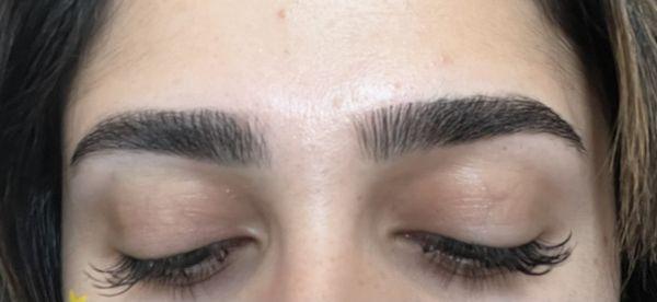 Eyebrows waxed then threaded with Elena