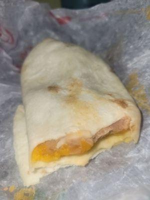 Bean & cheese burrito. Old beans and cheese tasted like it was made 1 or 2 days ago.