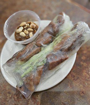 Grilled pork spring rolls