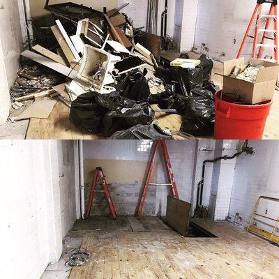 Before & after Harlem NYC construction debris removal.