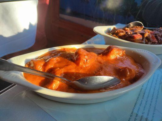 Chicken makhani, aka butter chicken. Rich and delicious.