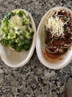 Steak Burrito Bowl and Carnitas Burrito Bowl, clearly both are short on food!!  This is how it was served to us, location is Ray Rd