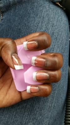 Gel nails with American tips